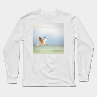 Seagull Flying Over Ocean Long Sleeve T-Shirt